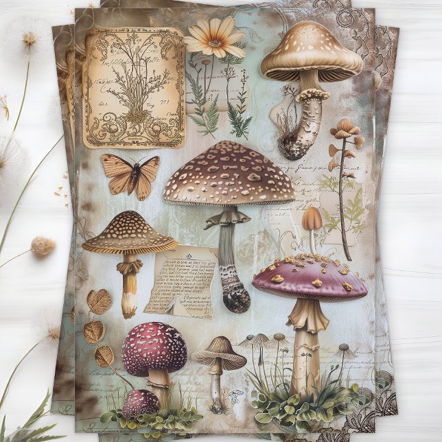 PAPIER MOUSSELINE PAPIER EN TISSU DE DÉCOUPAGE DE LA POSTER DE SALLE (WILD MUSHROOMS POSTER DECOUPAGE TISSUE PAPER)