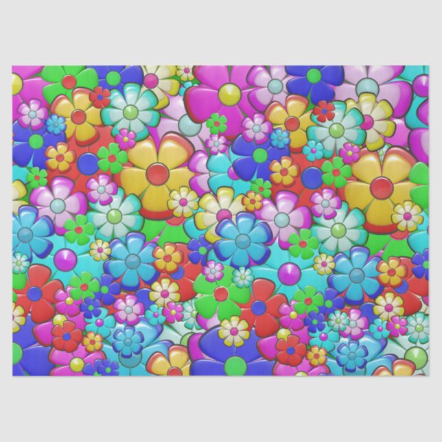 Papier Mousseline Papier en tissu de fleurs hippie (Recto)