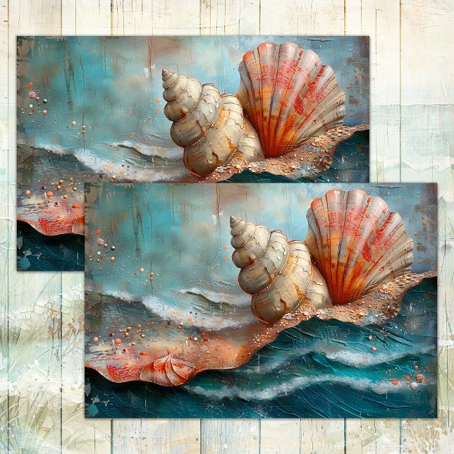 PAPIER MOUSSELINE PAPIER EN TISSU DÉCOUPABLE DE LA MER ET DES COQUIL (SEA AND SHELLS DECOUPAGE TISSUE PAPER)