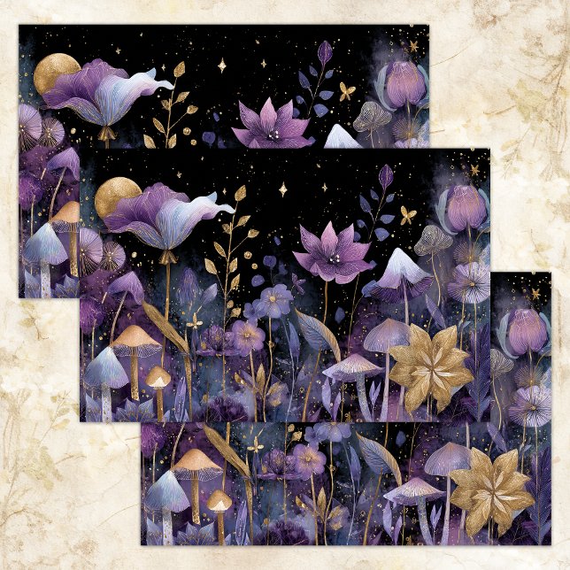 PAPIER MOUSSELINE PAPIER EN TISSU DÉCOUPAGE DU JARDIN DE MINUIT ENCH (ENCHANTED MIDNIGHT GARDEN DECOUPAGE TISSUE PAPER)