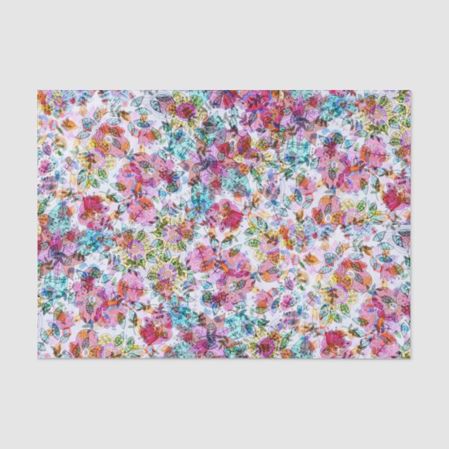 PAPIER MOUSSELINE PAPIER EN TISSU FLORAL MODÈLE HAPPY SEED WATERCOLO (Recto)