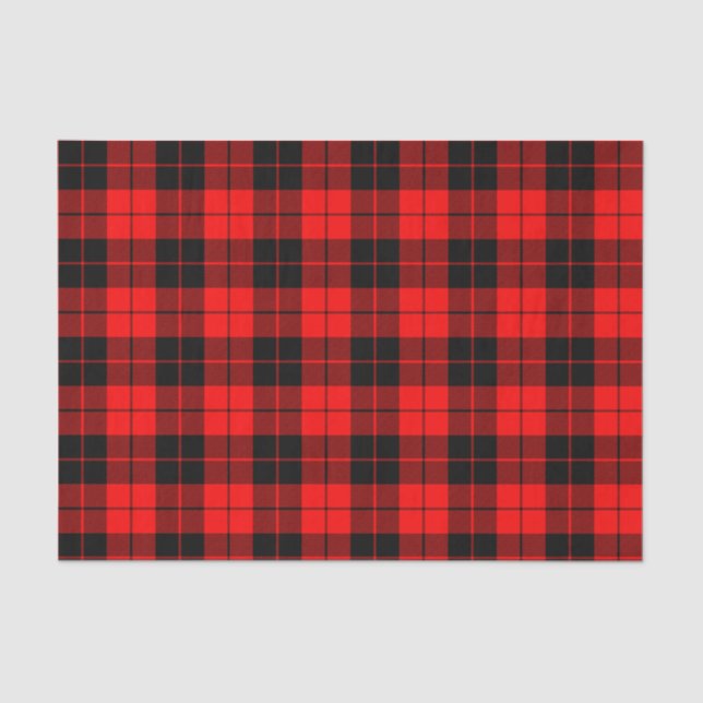 Papier Mousseline Papier en tissu rouge et noir plaid Motif (Recto)