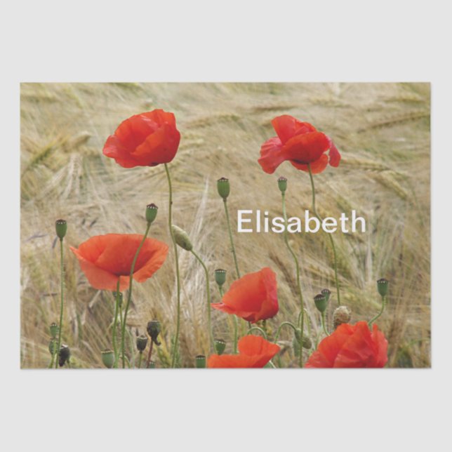 Papier Mousseline papier fleur d'été rouge (Recto)