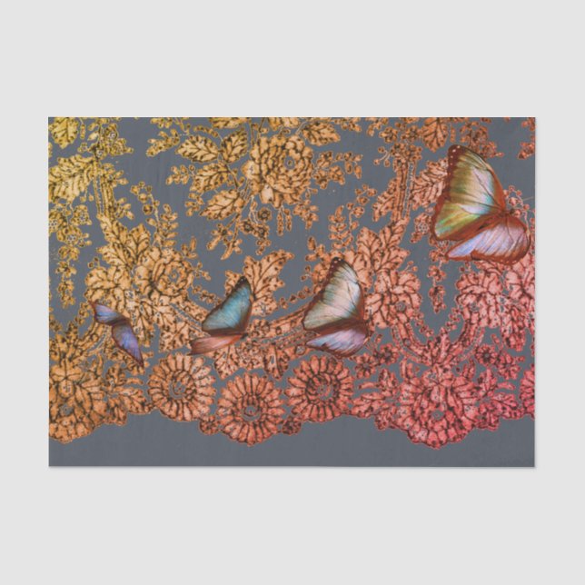 PAPIER MOUSSELINE PAPIER GRAS EN TISSU MOTIF DE LACE ANTIQUE (Recto)