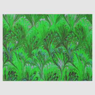 PAPIER MOUSSELINE PAPIER MARBÉ, MOTIF ABSTRAIT VERT PEACOCK