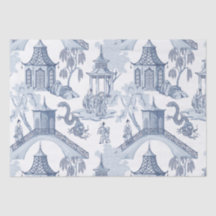 Papier Motif chinois bleu et blanc