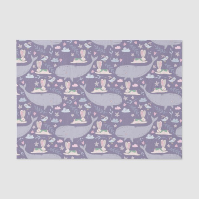Papier Mousseline Papier motif pour baleines et lapins de Whimsal (Recto)