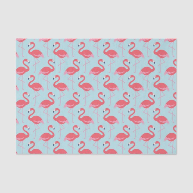 Papier Mousseline Papier motif rose flamingo bleu (Recto)