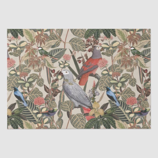 Papier Mousseline Papier motif vintage Tropical (Recto)