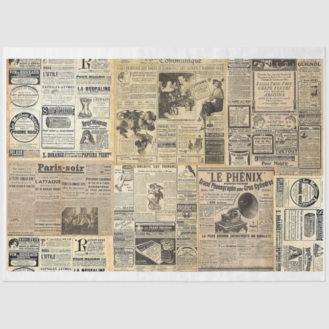 Papier Mousseline Papier papier journal vintage (Recto)
