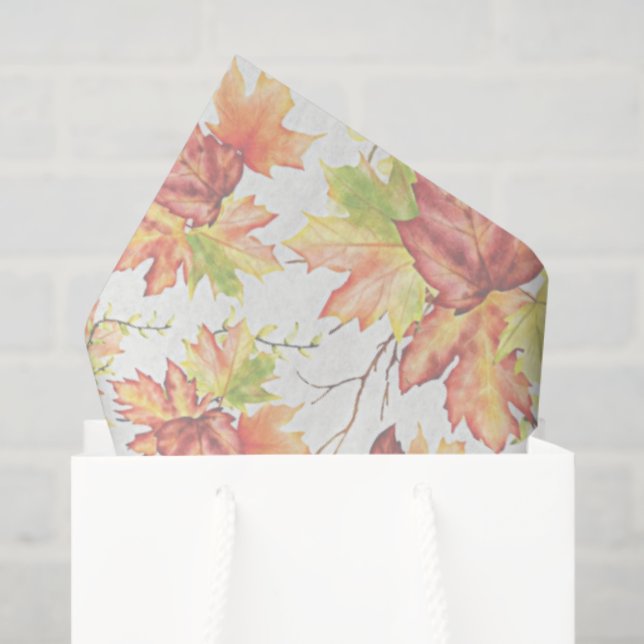 Papier Mousseline Papier papier motif feuille d'érable d'automne (Sac cadeau)