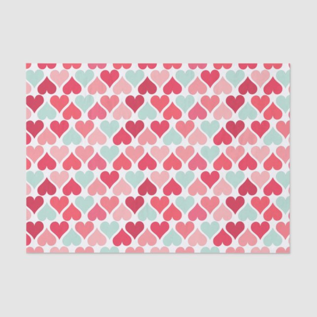 Papier Mousseline Papier papier Motif rose et menthe vert Hearts (Recto)