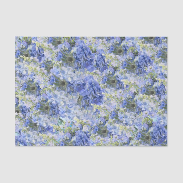 Papier Mousseline Papier papier papier Motif Blue Hydrangeas (Recto)