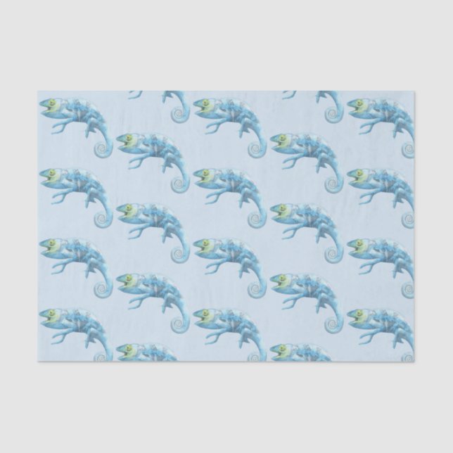 Papier Mousseline Papier papier papier Motif Chameleon bleu (Recto)