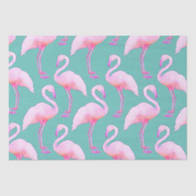 Papier Mousseline Papier papier Tissu Flamant rose d'aquarelle rose (Recto)