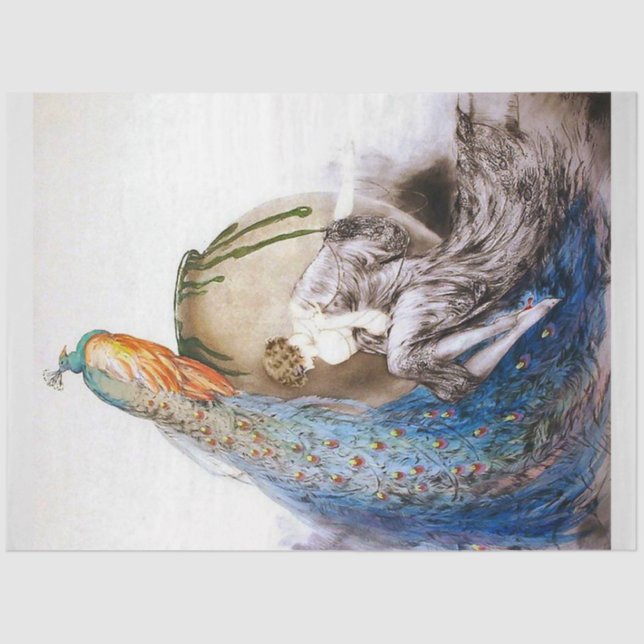 Papier Mousseline Papier Peacock et Decoupage Muse Art déco (Recto)