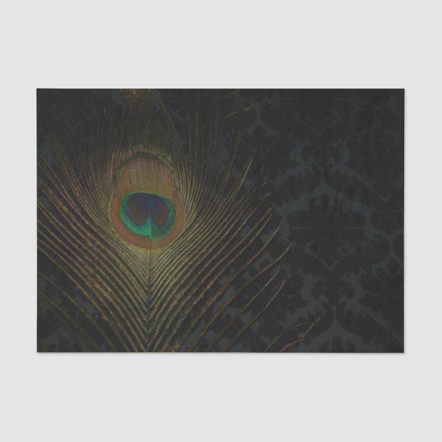 Papier Mousseline Papier peint noir victorien et peacock (Recto)