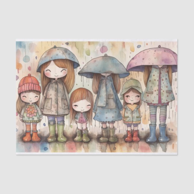 Papier Mousseline Papier Poupée Filles aquarelle Collage Découpage (Recto)