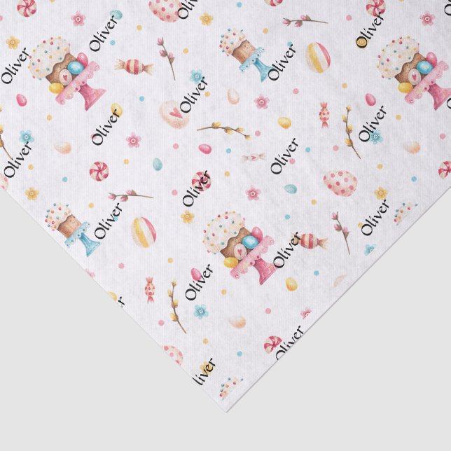 Papier Mousseline Papier Tissu 3 feuilles, Nom Motif Printemps-Pâque (Détail)