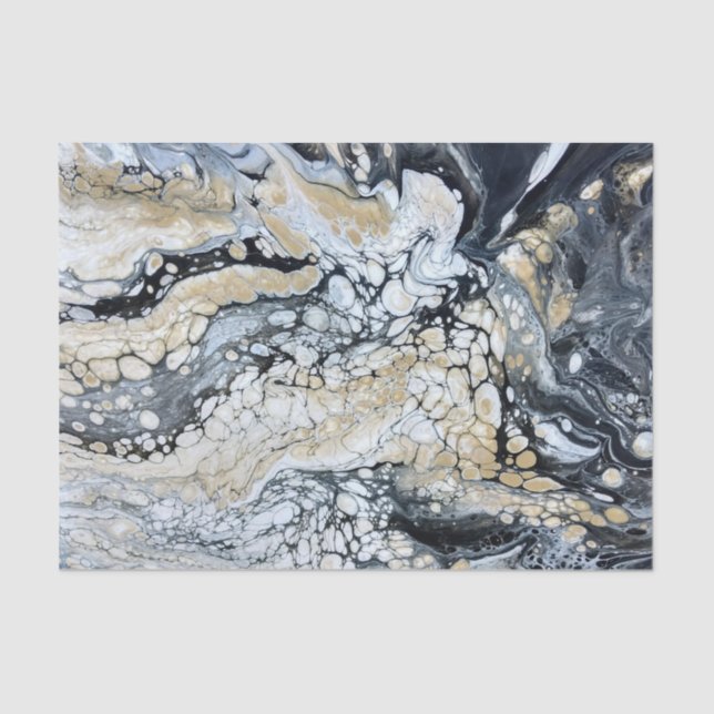 Papier Mousseline Papier Tissu Abstrait en noir gras (Recto)