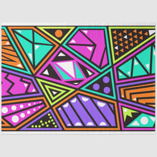 Papier Mousseline papier tissu abstrait néon (Recto)