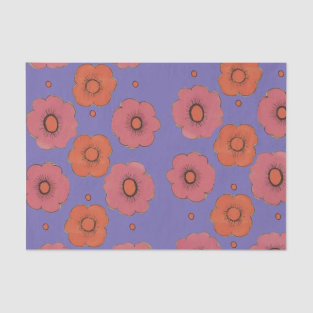 Papier Mousseline Papier Tissu Afro Poppies (Recto)
