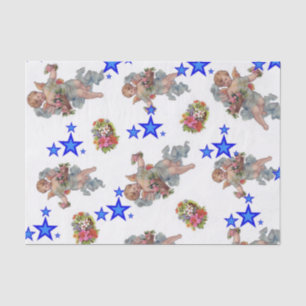 Papier Mousseline Papier Tissu Angel Blue Stars