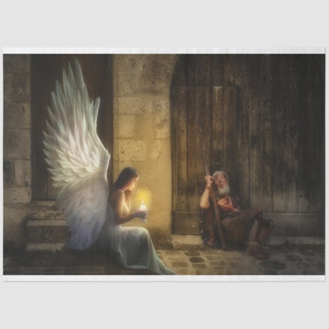 Papier Mousseline Papier Tissu Angel Poor Man 20x30 (Recto)