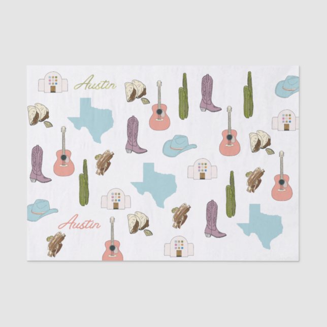 Papier Mousseline Papier Tissu Austin Texas (Recto)