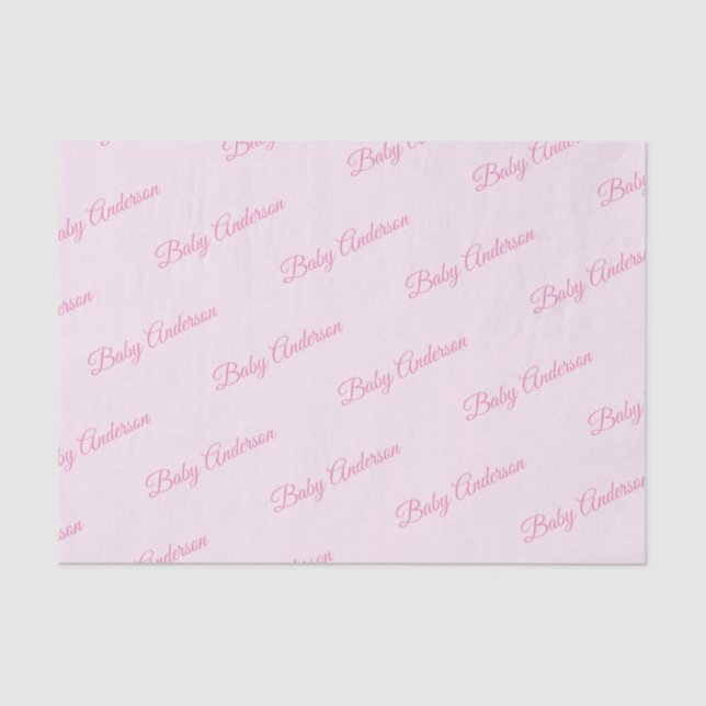 Papier Mousseline Papier Tissu Baby shower rose personnalisable (Recto)