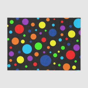 Papier Mousseline Papier Tissu Black Rainbow Spots