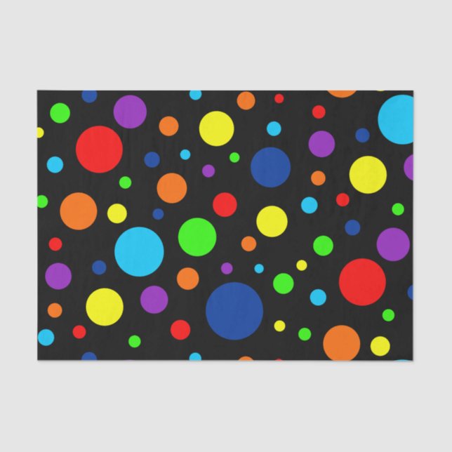 Papier Mousseline Papier Tissu Black Rainbow Spots (Recto)