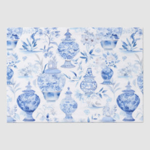 Papier Mousseline Papier Tissu Bleu Chinoiserie