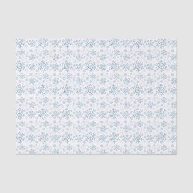 Papier Mousseline Papier Tissu Blue Snowflake. (Recto)
