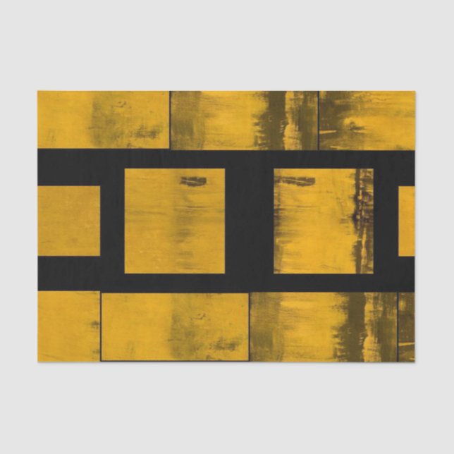 Papier Mousseline Papier Tissu Brûlé jaune Noir (Recto)