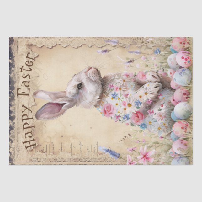 Papier Mousseline Papier Tissu Bunny de Pâques (Recto)