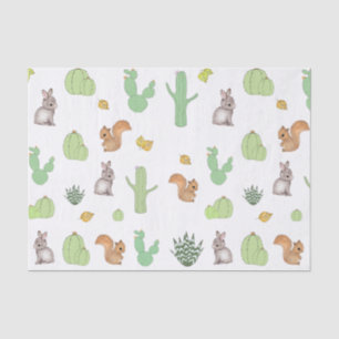 Papier Mousseline Papier Tissu Cactus Woodland Animal