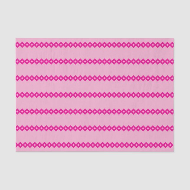 Papier Mousseline Papier Tissu - Chaîne Rose de Formes Diamantes (Recto)