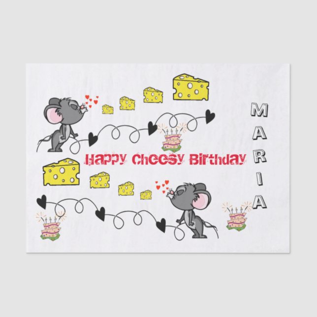 Papier Mousseline Papier Tissu Cheesey Mousey Baisers Joyeux anniver (Recto)