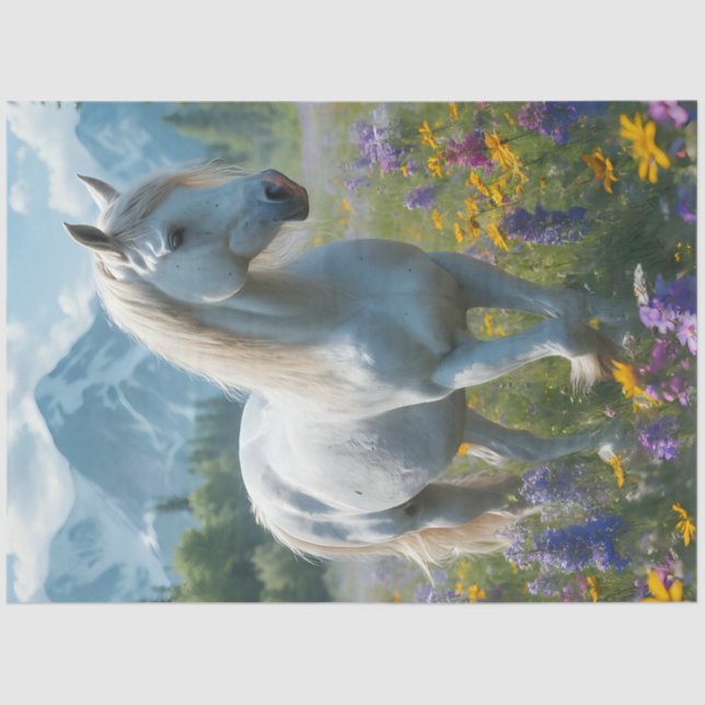 Papier Mousseline Papier Tissu Cheval Pré (Recto)