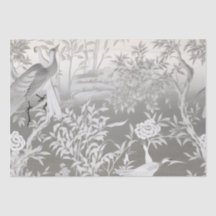 Papier Tissu Chinoiserie Argent