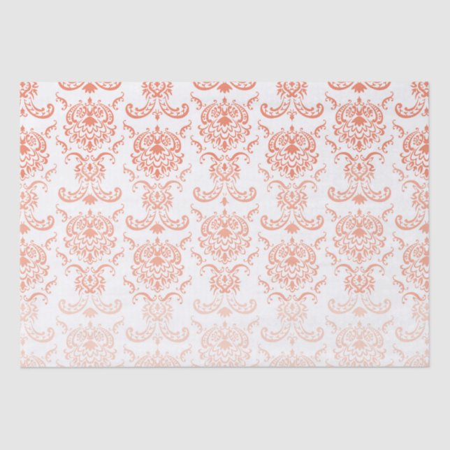 Papier Mousseline Papier Tissu Coral Ombre Damask (Recto)