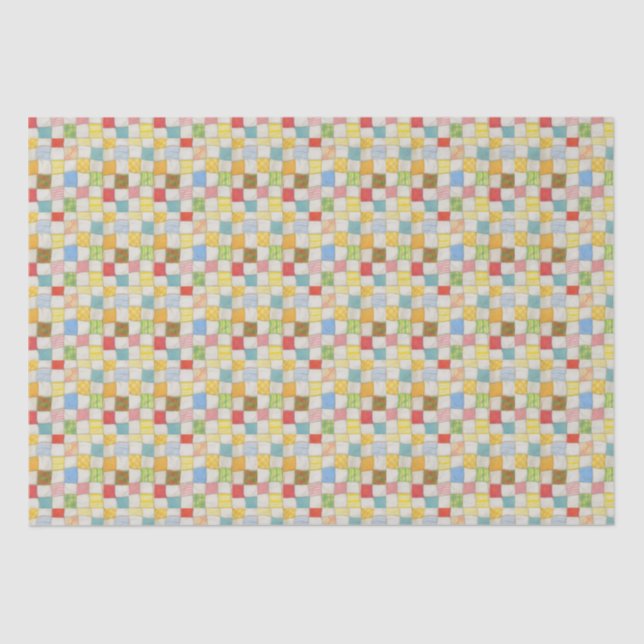 Papier Mousseline Papier Tissu CRAZY QUILT (Recto)