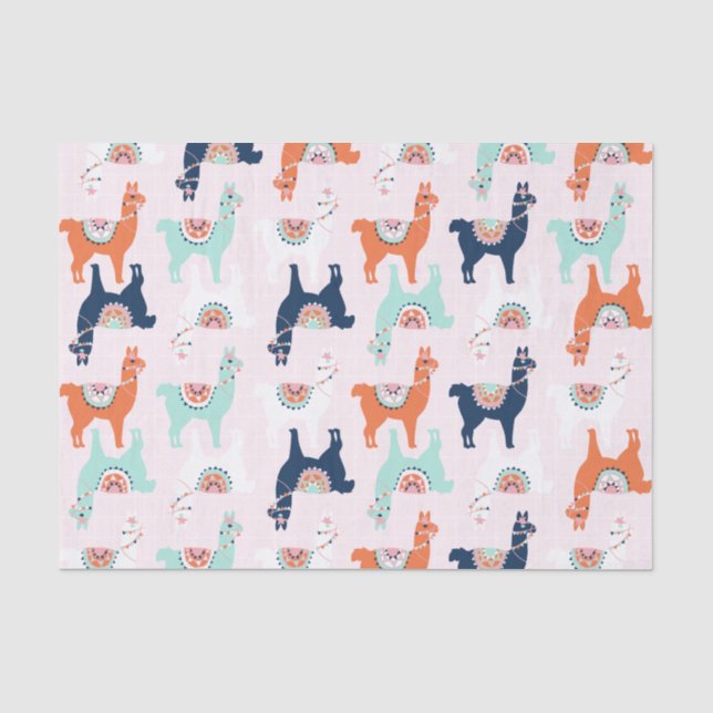 Papier Mousseline Papier Tissu Cute Llama (Recto)