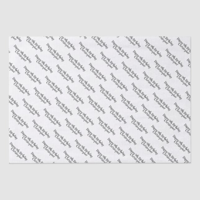 Papier Mousseline Papier Tissu d'anniversaire moderne noir et blanc (Recto)
