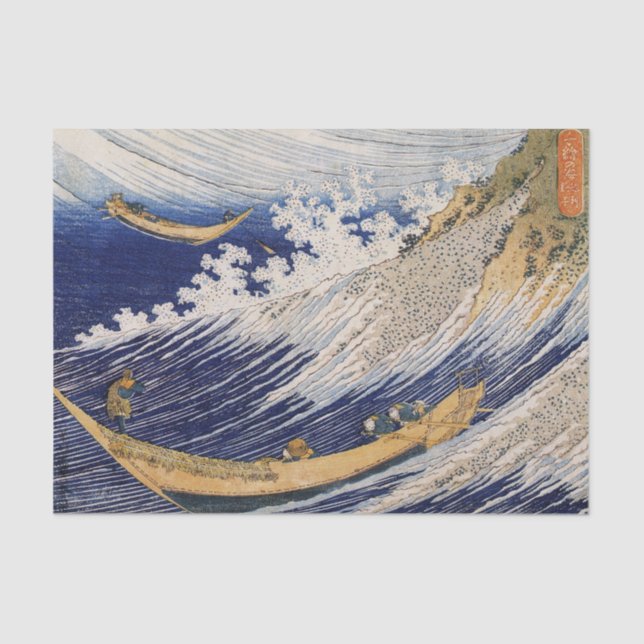 Papier Mousseline Papier Tissu De 10 Livres Personnalisé, VAGUE JAPO (Recto)