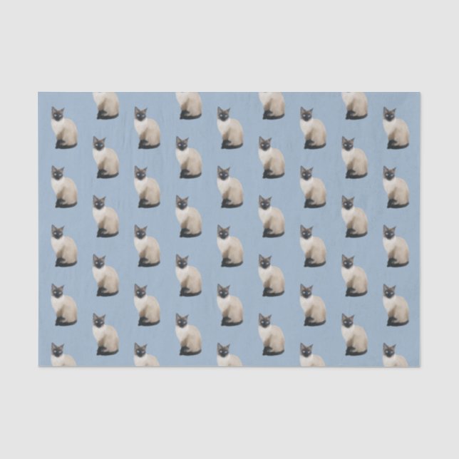 Papier Mousseline Papier Tissu de chat Siamois bleu (Recto)