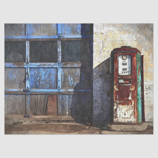 Papier Mousseline Papier Tissu de découpage de station d'essence anc (Recto)