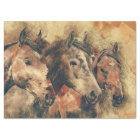 Papier Tissu de découpage des chevaux d'aquarelle