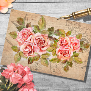 Papier Mousseline Papier Tissu De Découpage Du Bouquet De Rose vinta